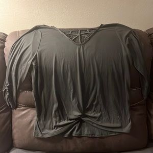 Green long sleeve shirt with lace